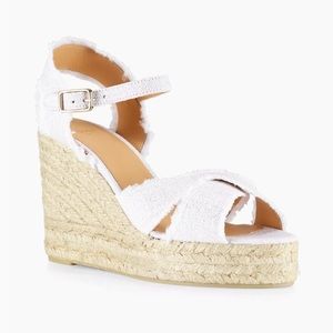 Like New Castañer Bromelia Canvas Wedge Sandals White, 6